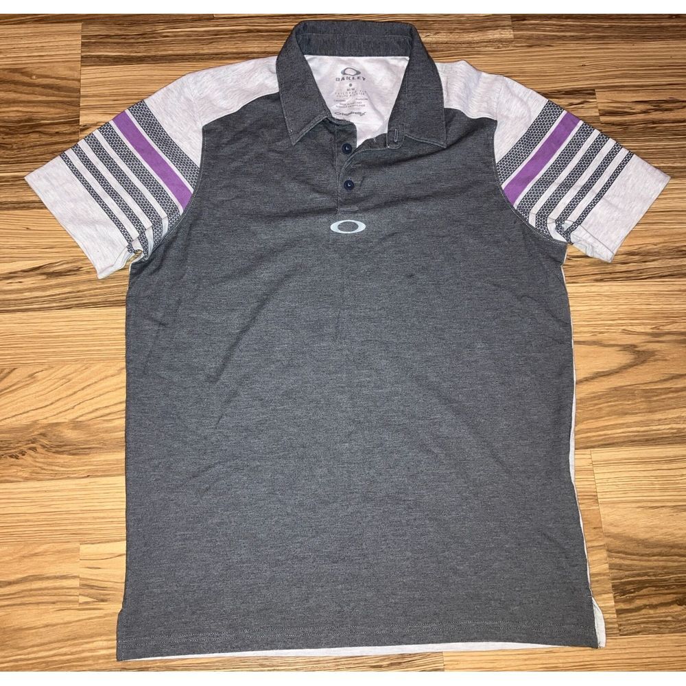 Oakley Shirt Mens medium‎ Gray Short Sleeve Golfing Polo